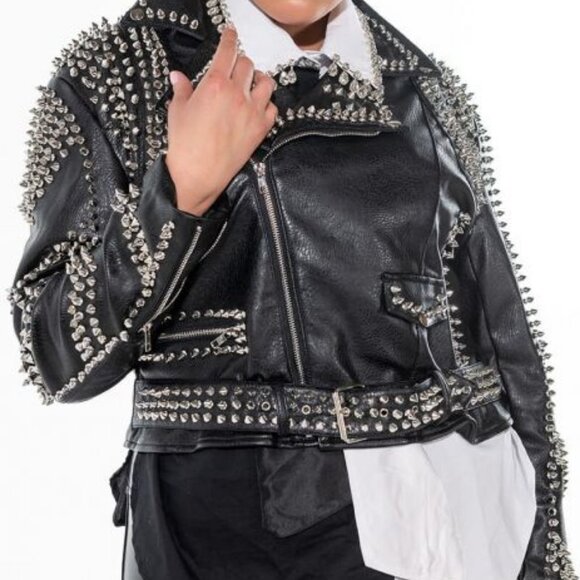 PLUS AZALEA WANG SO STUDDED MOTO JACKET - Picture 1 of 8